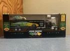 1996 JOHN DEERE NASCAR TRANSPORTER W/ STOCK CAR 1/64 COLLECTOR SERIES NOS