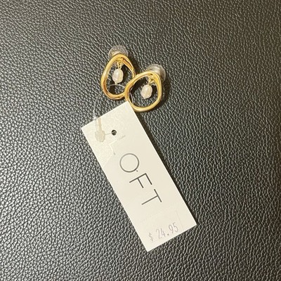 Loft Pearlized Circle Stud Earrings In Gold Tone Loop Earrings with Pearl Drops