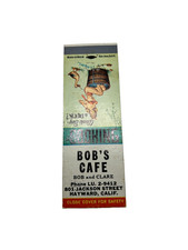 BOB'S CAFE Matchbook Matchcover - HAYWARD, CALIFORNIA