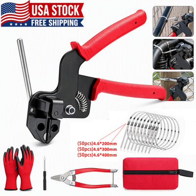 Cable Tie Tool Gun Stainless Steel Cable Tie Tool Repair W/150PCS Metal Zip Ties