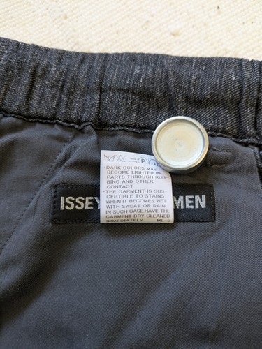 Issey Miyake Men Linen Blend Pants XL 5 Gray Black Wide Leg Drawstring Stretch - Picture 7 of 14