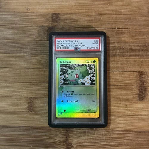 2004 POKEMON EX TEAM MAGMA VS TEAM AQUA #39 BULBASAUR-REVERSE FOIL PSA 9
