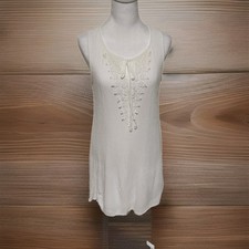 Naif Boho White sleeveless dress. Lace Bodice with tie. Size M