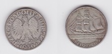 Silbermünze Polen 5 Zloty/Złotych 1936 15 Jahre Hafen von Gdingen (106063)