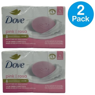 Dove Pink Beauty Bar Deep Moisture Skin Cleanser 3.75oz 4 Bars 2 Pack New