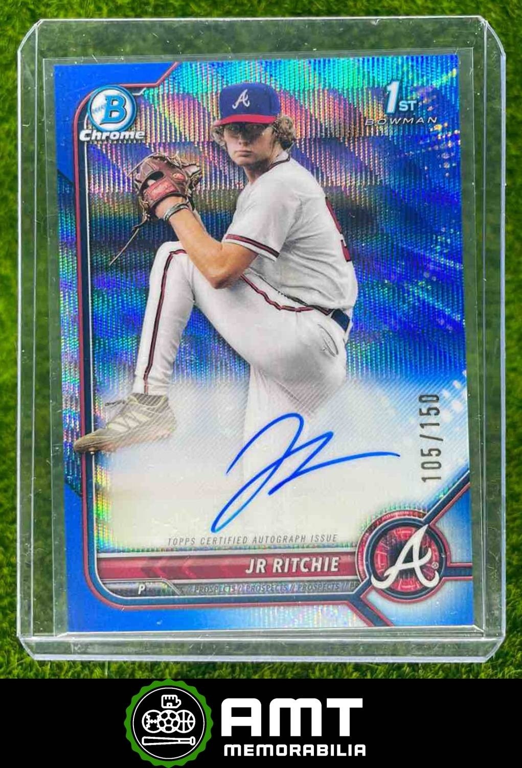 JR Ritchie 2022 Bowman Draft 105/150 Chrome Pick Auto Blue Wave Braves #CDA-JR