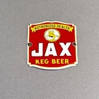 VINTAGE JAX BEER ALCOHOL BAR KEG PORCELAIN SIGN CAR GAS TRUCK OIL MOTORCYCLE