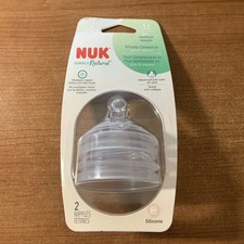 NUK Simply Natural 1 m MEDIUM Flow Silicone Bottle Nipples x 2 Realistic Feel Nu