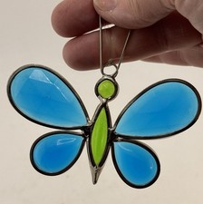 Stained Glass Blue Butterfly Handmade Suncatcher