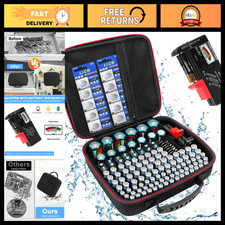 Battery Organizer Storage Case with Tester, Holds 148 AA AAA C D 9V Batteries, W