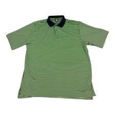 FootJoy FJ Golf Polo Shirt, Green  Black Stripes, Men  s Size XL