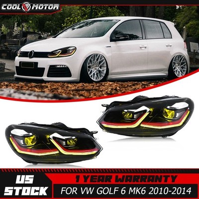 LED Headlights For VW Golf 6 MK6 2010-2014 Projector 2-DRL Front Lamps Assembly