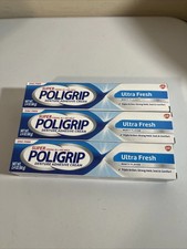 3 PACK Super Poligrip Zinc Free Denture Adhesive Cream Ultra Fresh 2.4oz EXP5/26