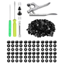 Plastic Snaps Fasteners with Snap Pliers, 150 Set T5 No-Sew Button Kit Black