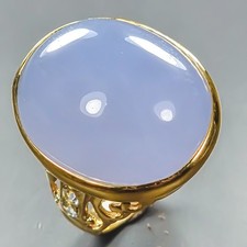 Handmade 32 ct Natural Chalcedony Ring 925 Sterling Silver Size 7.5 /R441681