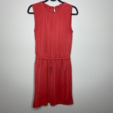 LOFT Dress Womens Small Red Sleeveless Drawstring Waist Knit Keyhole Back