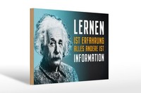 Holzschild Zitat 20X30 Cm Einstein Blau Lernen Ist Erfahrung Deko Schild