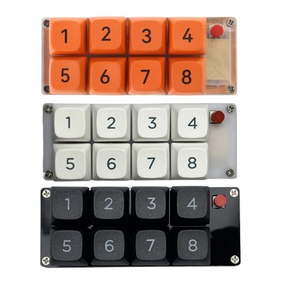 Programmable Macro Keypad Single Handed Keyboard, Ergonomic 8 Key Numeric Keypad