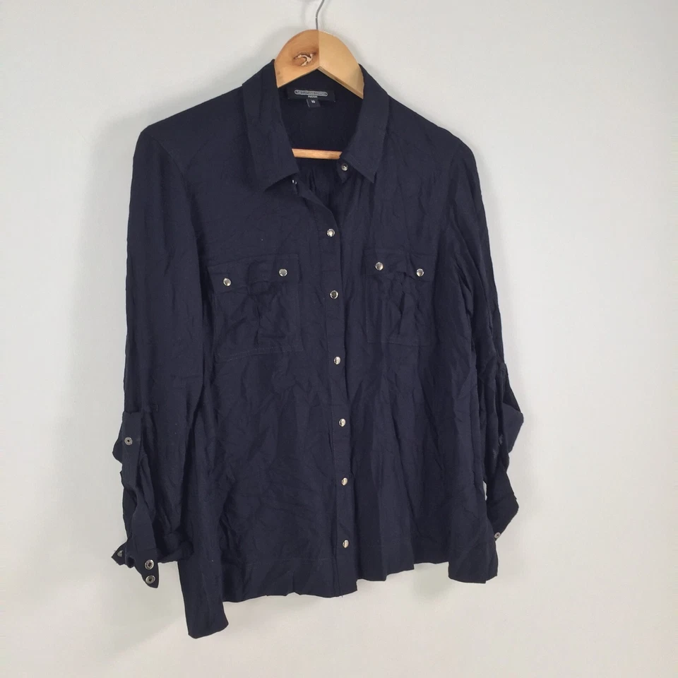 The Clothing Company Mujer Camisa Abotonada Talla 10 Negro Manga Larga 040190 Foto 2 de 4