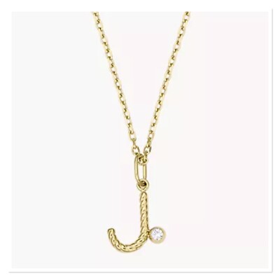 FOSSIL Gold-Tone Stainless Steel Initial “J” Pendant Necklace