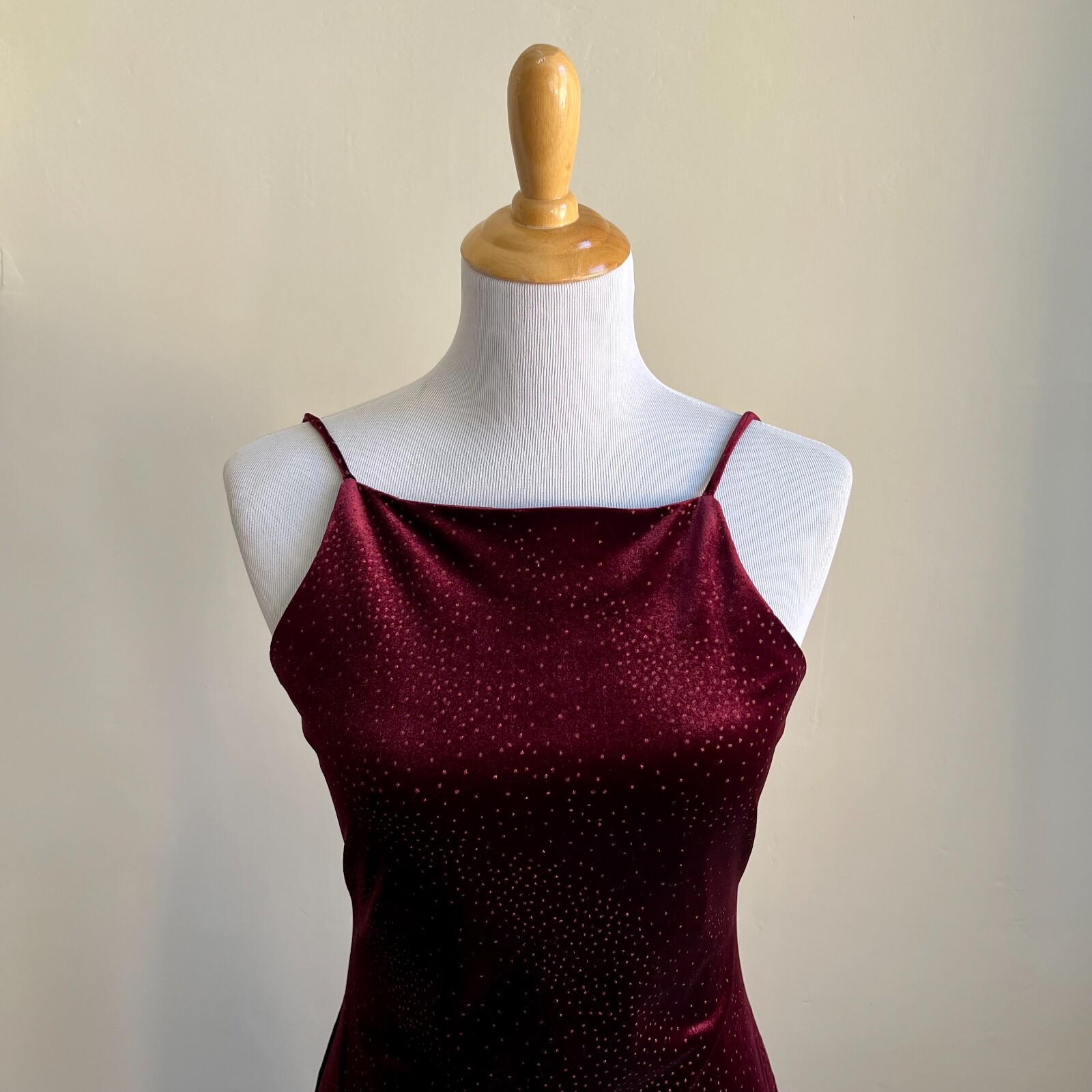 Vintage Be Smart Burgundy Velvet Maxi Dress Made … - image 6