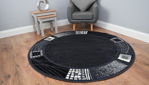 Modern Black Grey Rugs Mats Large Small Hallway Runners Big Floor Area Carpet - Picture 7 of 20