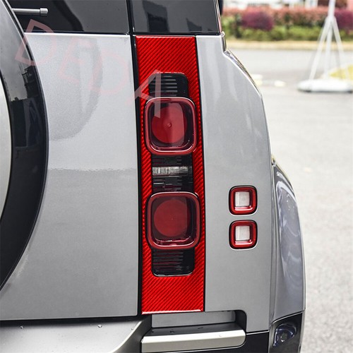 Red Carbon Fiber Rear Tail Light Lamp Panel Cover For Land Rover Defender 2020+ - Foto 3 di 9