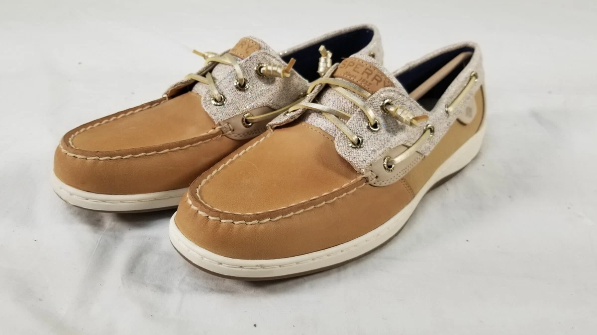 Sperry Top Sider Rosefish Sparkle Linen Oat Leather Boat Shoes
