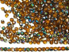 300 Preciosa Czech Glass Fire Polished Round Beads 6mm Topaz Vitrail coated col.