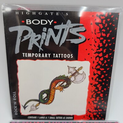Highgate's Tribal Trends Temporary Tattoos Waterproof 2 Tattoos Dragon NEW