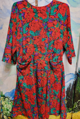 ERIKA'S PLACE DIVISION OF DIMOND'S VTG FLORAL DROP WAIST DRESS SIZE 18