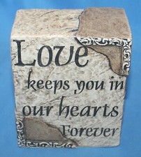 Love Keeps You In Our Hearts Forever Cremation Keepsake Urn For Ashes 4 1/4"