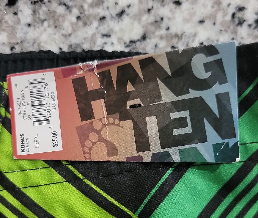 サーフ NWT Youth 16/18 XL Hang Ten Green & Black Swim Trunks MSRP $25.00