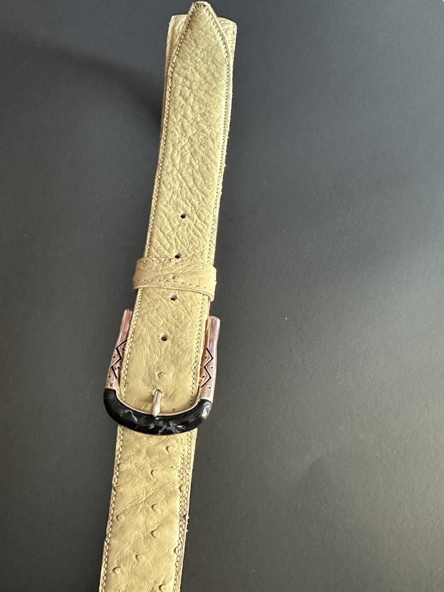 Handmade Genuine Ostrich Leather Belt, Cream | eBay display picture 2