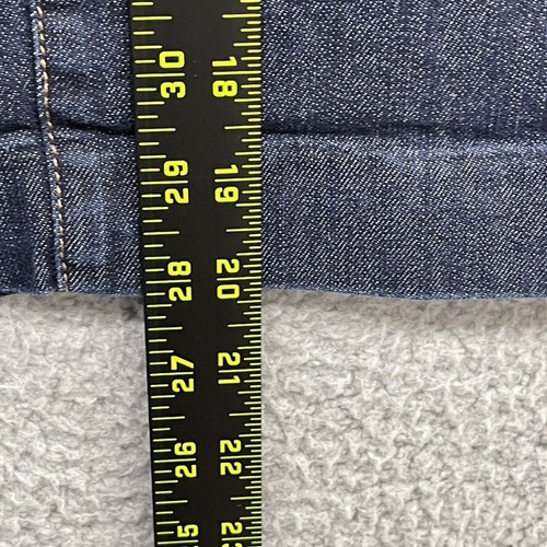 Ellen Tracy Womens Mini Skirt Blue Denim Back Slit Zippers Logo Size 8 - Picture 6 of 9