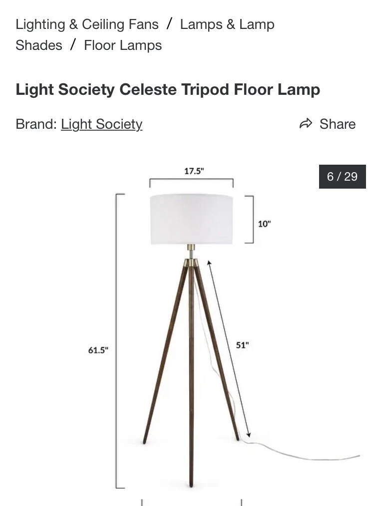 Light society celeste tripod floor lamp outlet