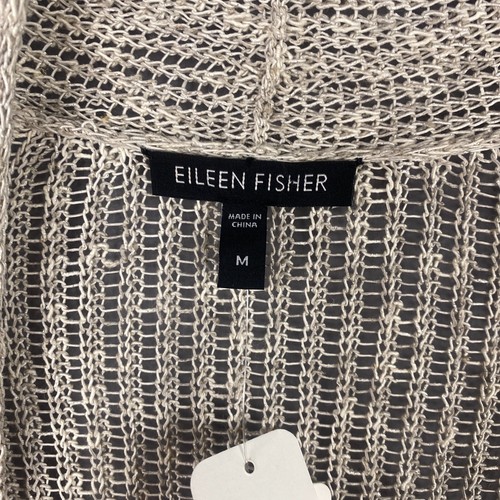 Eileen Fisher Cardigan Womens Medium Airy Linen Grain Rib Sweater Open Front NEW - Picture 3 of 11