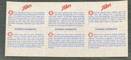 1982 Zellers Montreal Expos 3 card Panel #7A-7B-7C Warren Cromartie - Bild 2 von 2