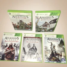 Xbox 360 Assassin's Creed Lot of 5 II,III,Black Flag,Revelations,Brotherhood CIB