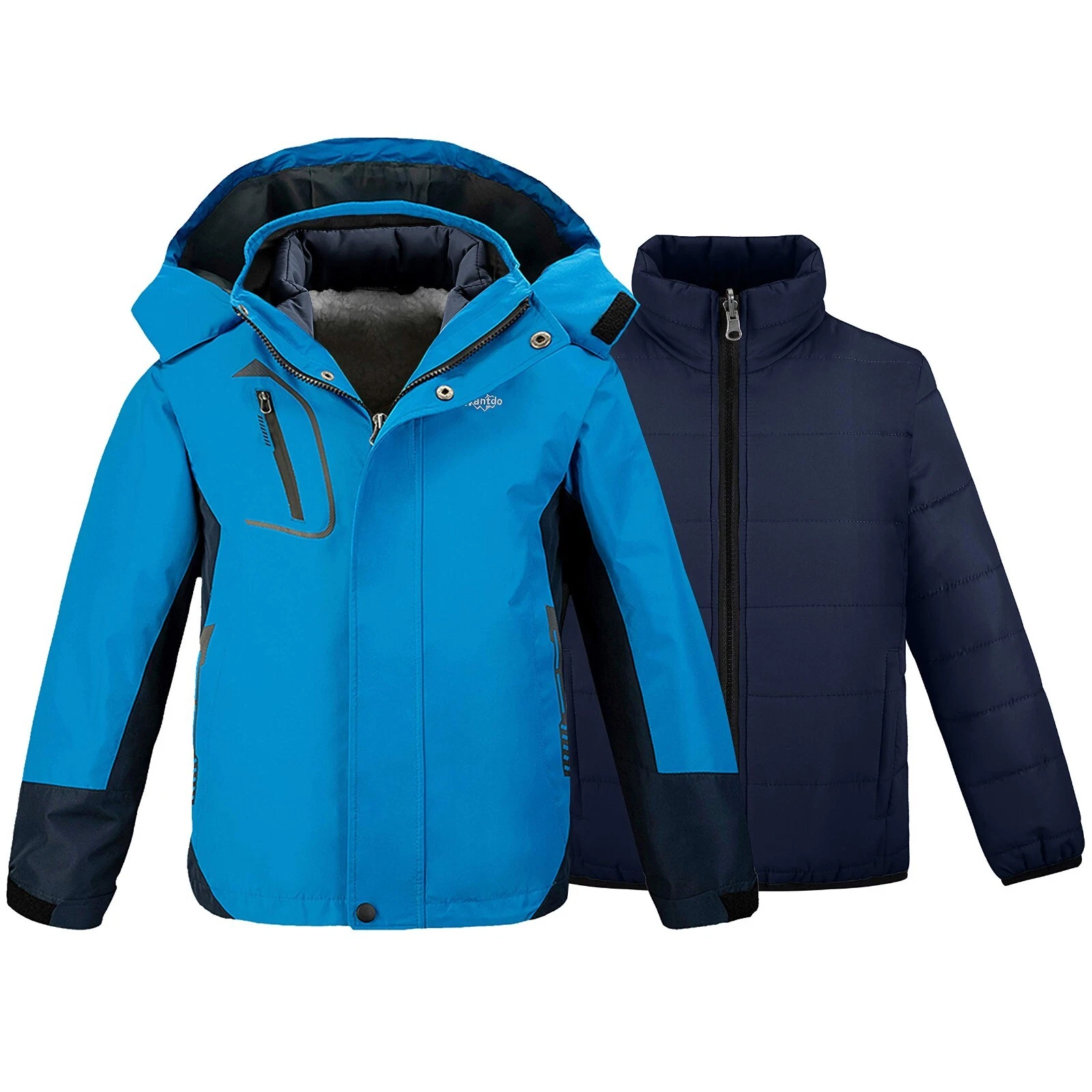 Wantdo Kid Boys' 3 in 1 Winter Jacket Waterproof Warm Winter Coat Puffer Jacket