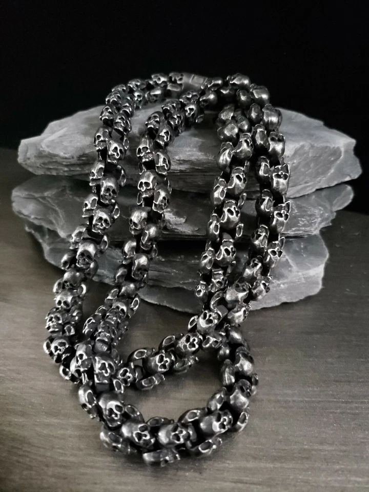 Blackstatic - Collar de eslabones de calavera 26" con caja de regalo de metal - Acero inoxidable 316L Foto 2 de 4