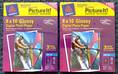 LOT (2) Avery 8x10'' Glossy Digital Photo Paper 12 Prints SEALED - U Get 24 Print
