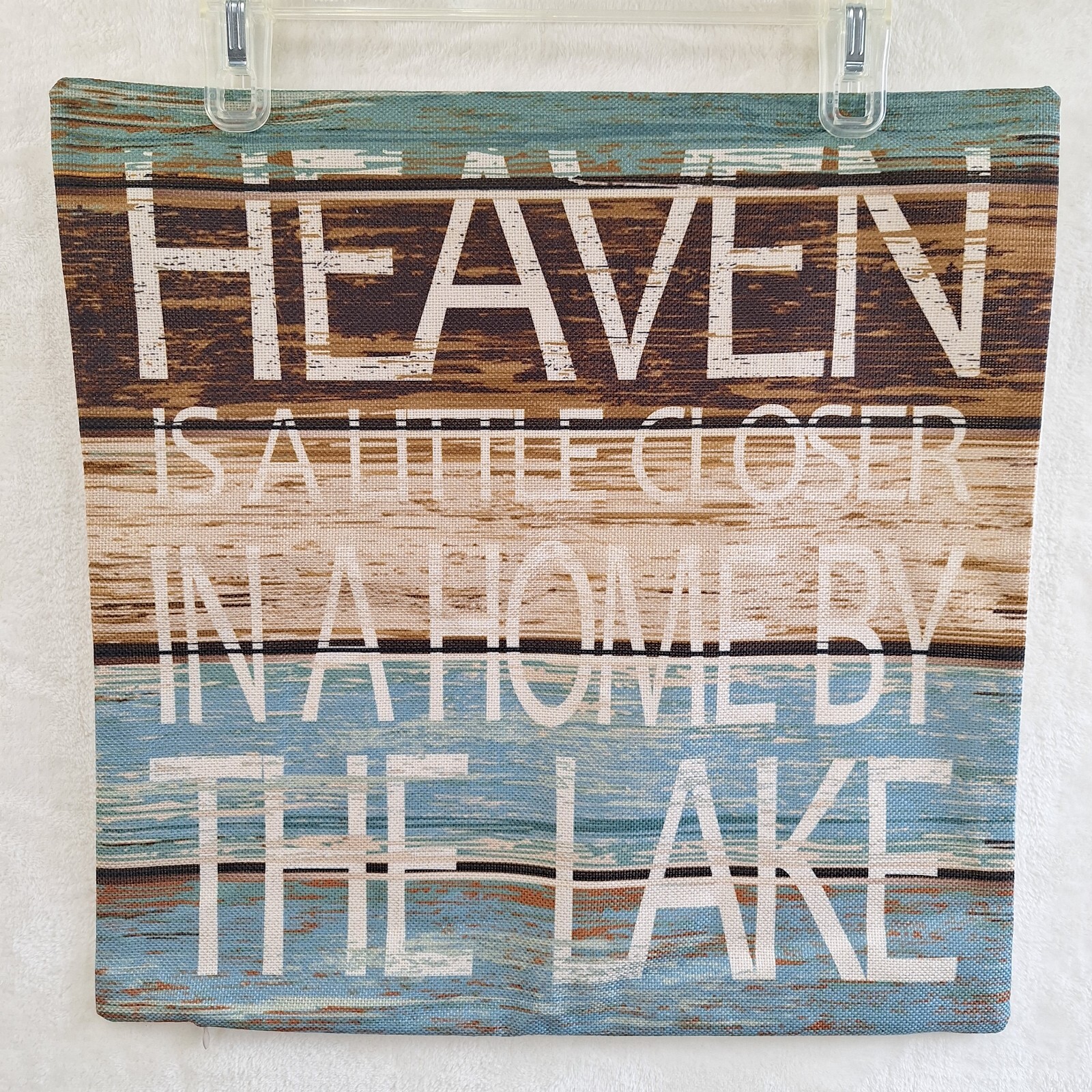 Throw Pillow Zipper Cover Lake Life Blue Decorative Square 17x17 NWOT Sofa Chair-image