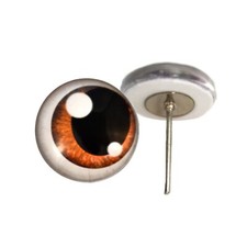 Pair Brown Anime with Shines Glass Eyes On Wire Pin Posts Making Needle Felt