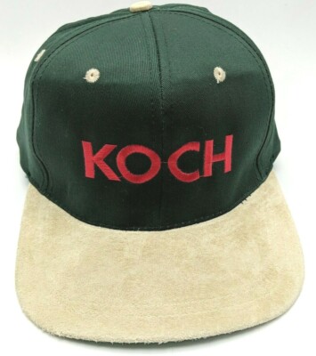 KOCH hat green / beige adjustable snapback cap faux suede brim