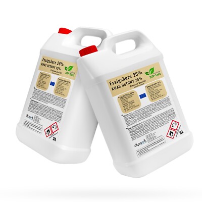 10l Essigsäure Klimaneutral 25% TOP Qualität Essigessenz 2x5 liter Entkalker