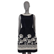 70226 auth OSCAR DE LA RENTA black silk 2017 EMBROIDERED Cocktail Dress 6 M