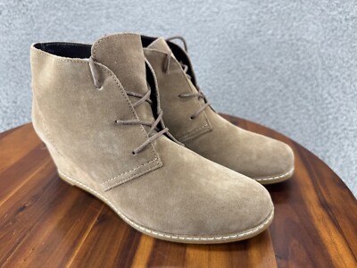 Bjorndal Rachel Tan Suede Leather Lace Up Wedge Boots Shoe Size