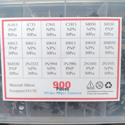 900Pcs Transistor 18 Types Diode Triode Switch Low Power Assortment Set Kit