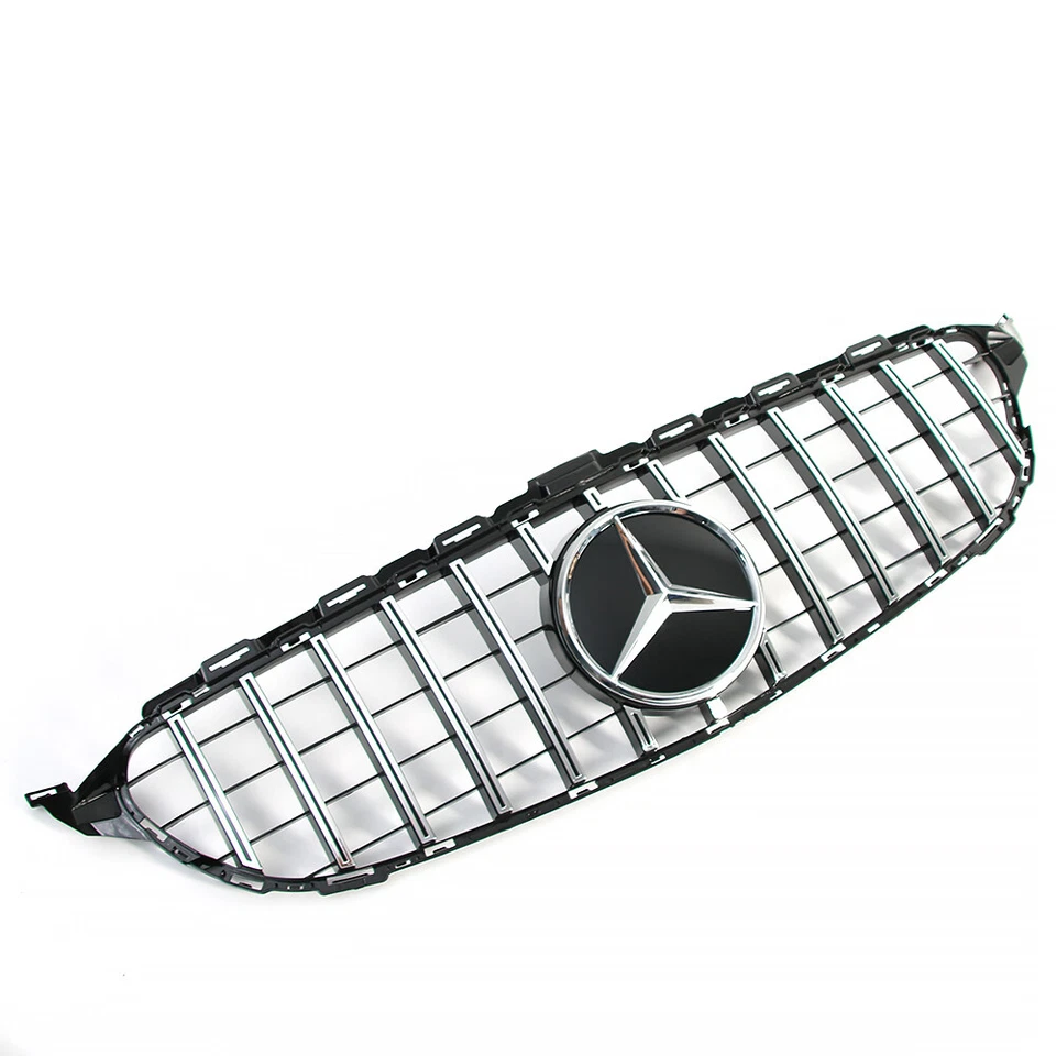 Grille For Mercedes Benz 2019 2020 2021 W205 C43 C300 C200 Front Grill w/Emblem Foto 3 de 4